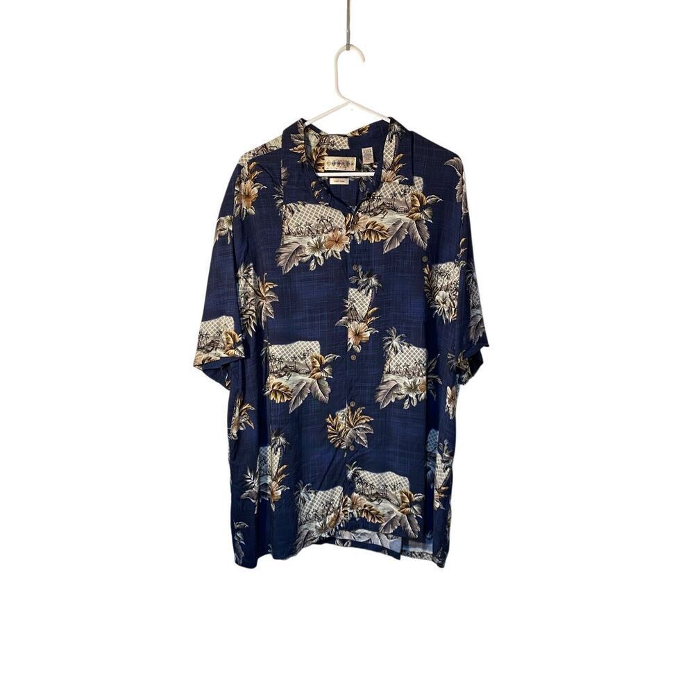 Campia Moda men’s navy blue floral, Hawaiian print shirt XXL